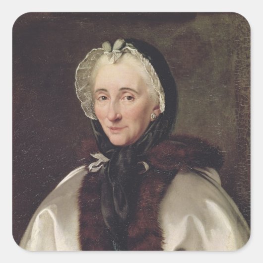Portrait von Madame Francoise de Graffigny Quadratischer Aufkleber (Vorderseite)