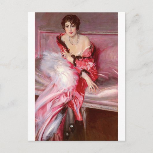 Portrait von Madame Juillard in Rot von Boldini Postkarte (Vorderseite)