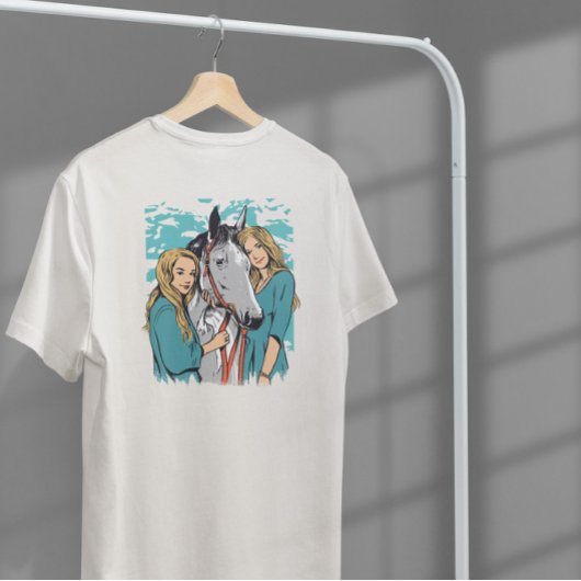 Portrait von Mädchen und Pferden T-Shirt