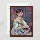 Portrait von Mademoiselle Julie Manet mit Katze Postkarte (Vorne/Hinten)