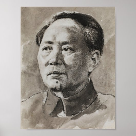Portrait von Mao Zedong von Xu Beihong Poster (Vorne)
