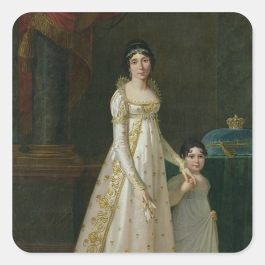 Portrait von Marie-Julie Clary Queen von Neapel Quadratischer Aufkleber (Vorderseite)