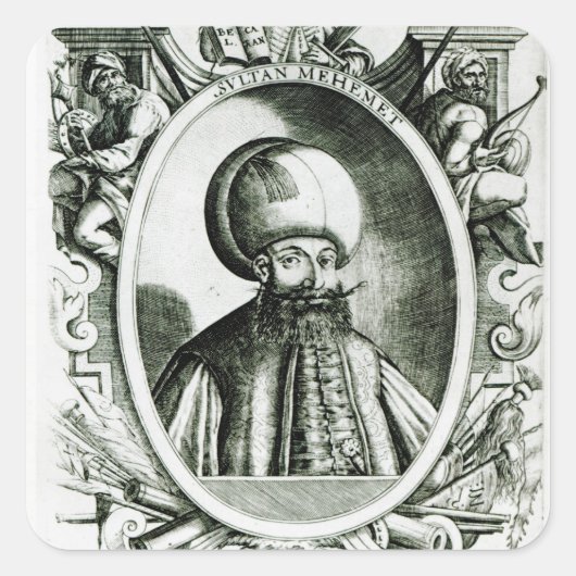 Portrait von Mehmet III Quadratischer Aufkleber (Vorderseite)
