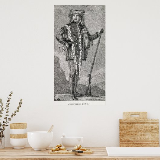 Portrait von Meriwether Lewis graviert Poster (Küche)