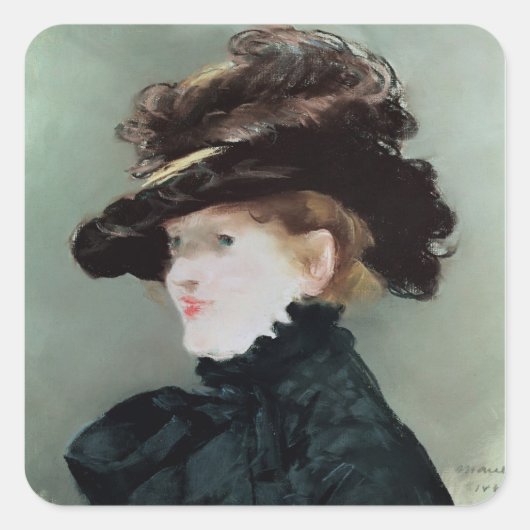 Portrait von Mery Laurent 1882 Quadratischer Aufkleber (Vorderseite)