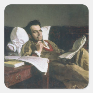 Portrait von Michail Glinka Quadratischer Aufkleber