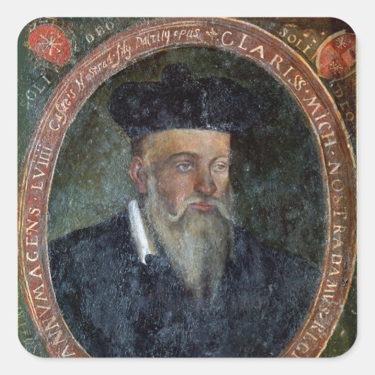 Portrait von Michel de Nostradame Quadratischer Aufkleber (Vorderseite)