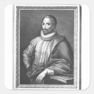 Portrait von Miguel de Cervantes Saavedra Quadratischer Aufkleber