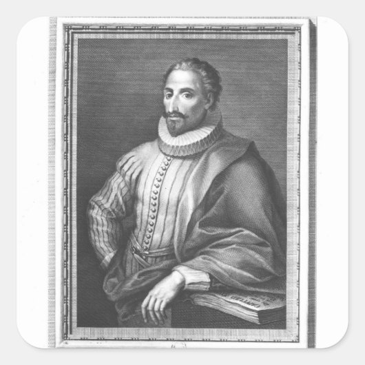 Portrait von Miguel de Cervantes Saavedra Quadratischer Aufkleber (Vorderseite)