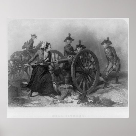 Portrait von Molly Pitcher beim Laden einer Kanone Poster (Vorne)