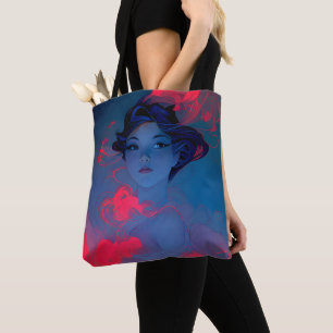 Portrait von Neon Pink Anime Style Girl Tasche