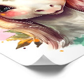 Portrait von Niedlichem Einhorn mit Blume Poster (Ecke)