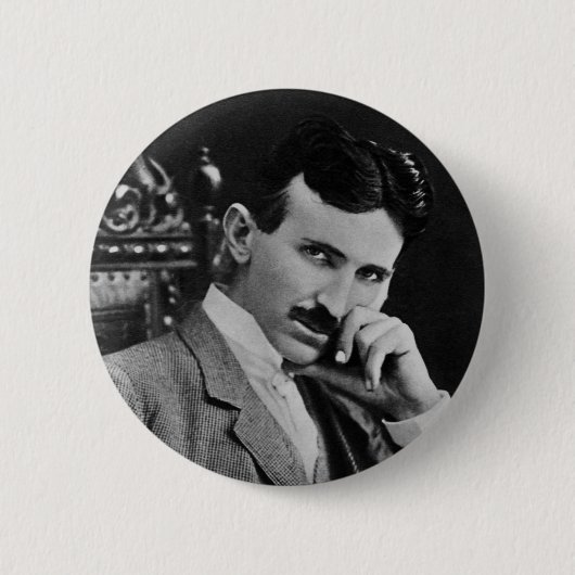 Portrait von Nikola Tesla Button (Vorderseite)