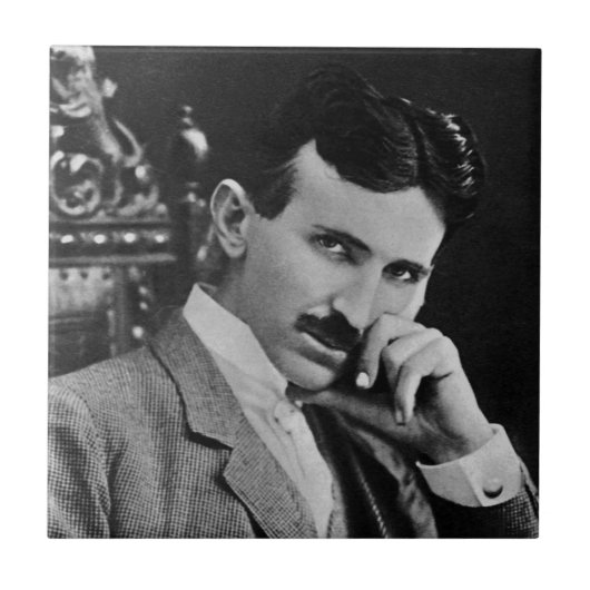 Portrait von Nikola Tesla Fliese (Vorderseite)