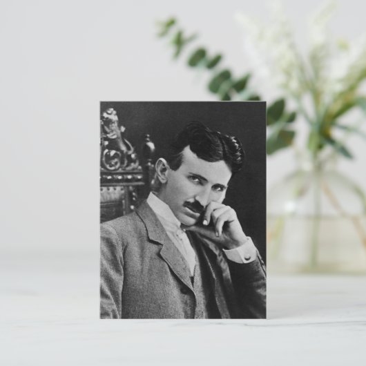 Portrait von Nikola Tesla Postkarte (Stehend Vorderseite)