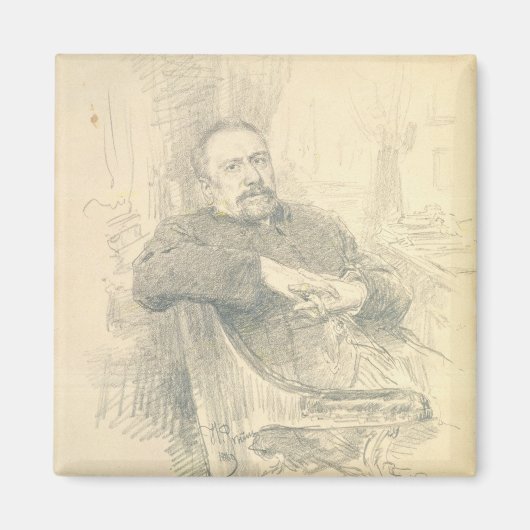 Portrait von Nikolaj Leskov , 1889 Magnet (Vorne)