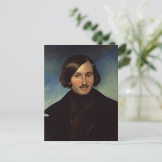Portrait von Nikolay Gogol, 1841 Postkarte (Stehend Vorderseite)