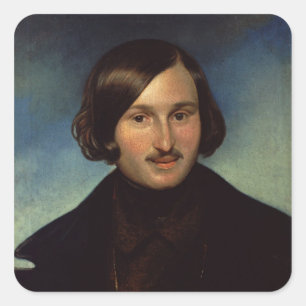 Portrait von Nikolay Gogol, 1841 Quadratischer Aufkleber