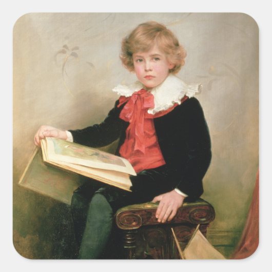 Portrait von Norman Stewart Davies Quadratischer Aufkleber (Vorderseite)