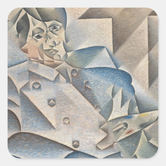 Portrait von Pablo Picasso von Juan Gris Quadratischer Aufkleber (Vorderseite)