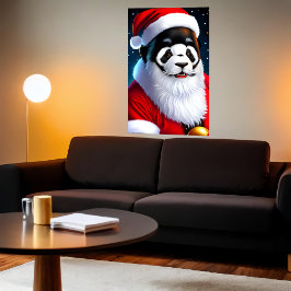 Portrait von Panda Santa Claus | AI Art Poster