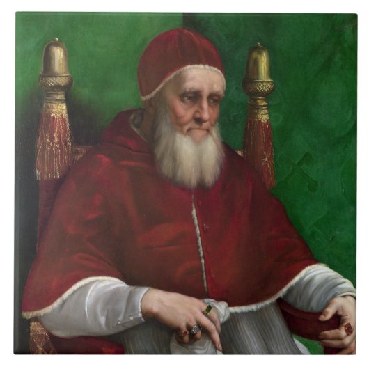 Portrait von Papst Julius II (von Raphael) Fliese (Vorderseite)