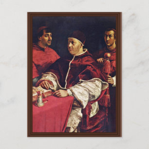 Portrait von Papst Leo X mit seinen Cousins von Ra Postkarte