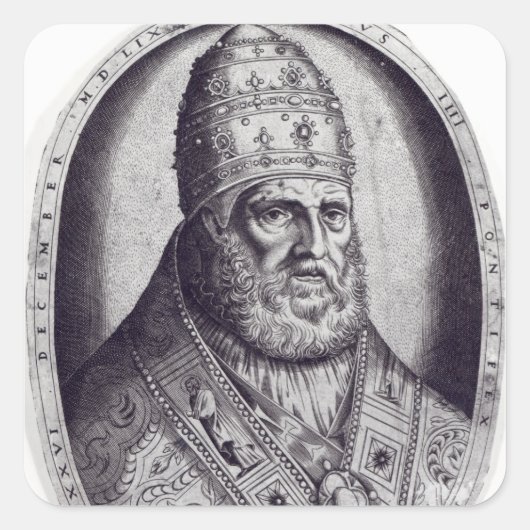 Portrait von Papst Pius IV, 1559 Quadratischer Aufkleber (Vorderseite)