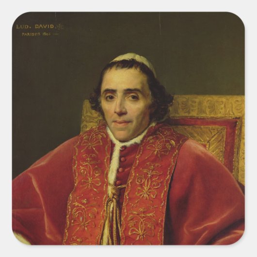 Portrait von Papst Pius VII 1805 Quadratischer Aufkleber (Vorderseite)