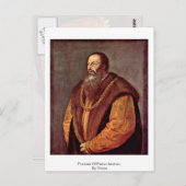 Portrait von Pietro Aretino. Von Tizian Postkarte (Vorne/Hinten)