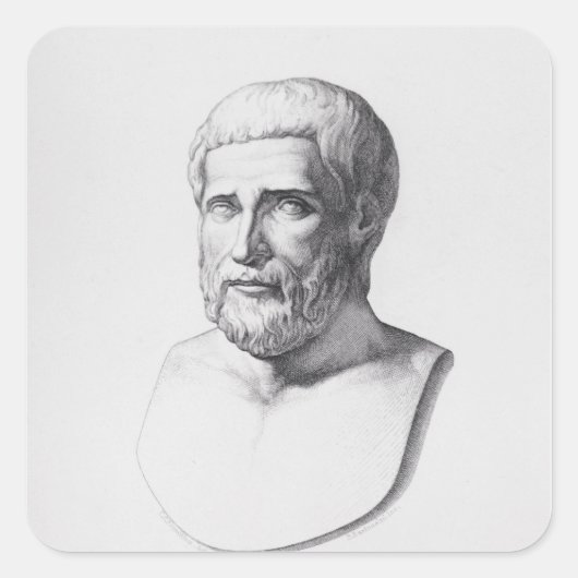 Portrait von Pythagoras Quadratischer Aufkleber (Vorderseite)