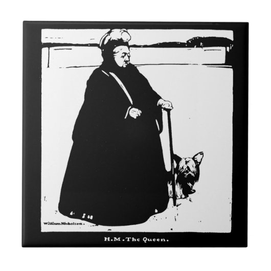 Portrait von Queen Victoria und Yorkie Dog Fliese (Vorderseite)