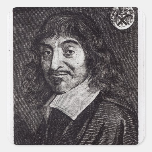 Portrait von Rene Descartes Quadratischer Aufkleber (Vorderseite)
