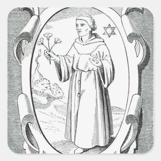 Portrait von Roger Bacon Quadratischer Aufkleber (Vorderseite)
