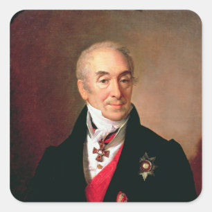 Portrait von S. Kushnikov, 1828 Quadratischer Aufkleber