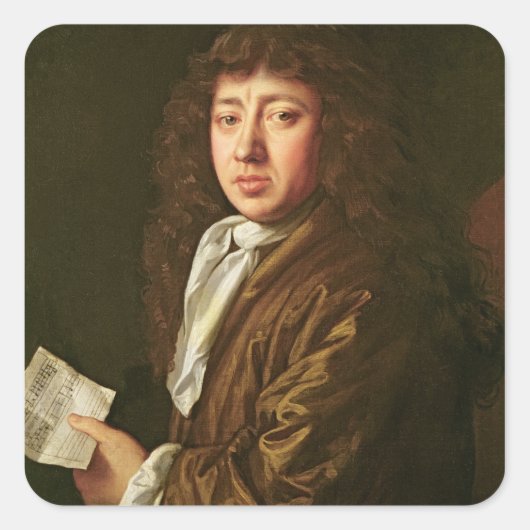 Portrait von Samuel Pepys 1666 Quadratischer Aufkleber (Vorderseite)