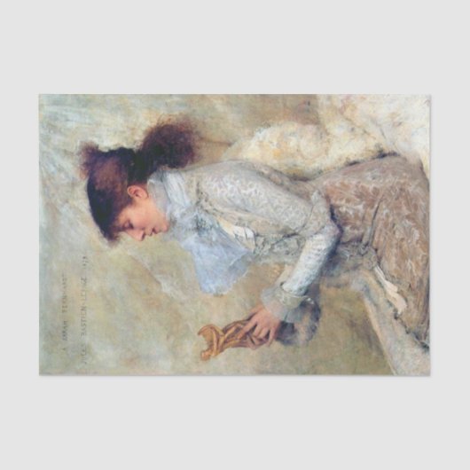 Portrait von Sarah Bernhardt von Jules Bastien  Seidenpapier (Vorderseite)