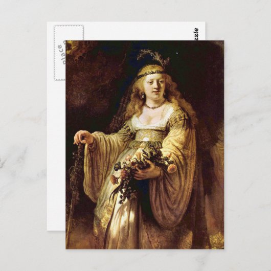 Portrait von Saskia als Flora von Rembrandt Postkarte (Vorne/Hinten)