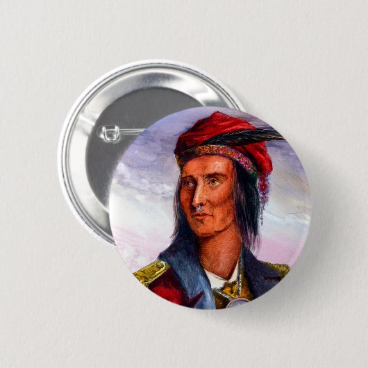 Portrait von Shawnee Chief Tecumseh Button (Vorne & Hinten)