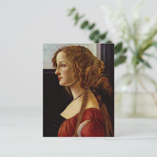 Portrait von Simonetta Vespucci von Botticelli Postkarte (Stehend Vorderseite)