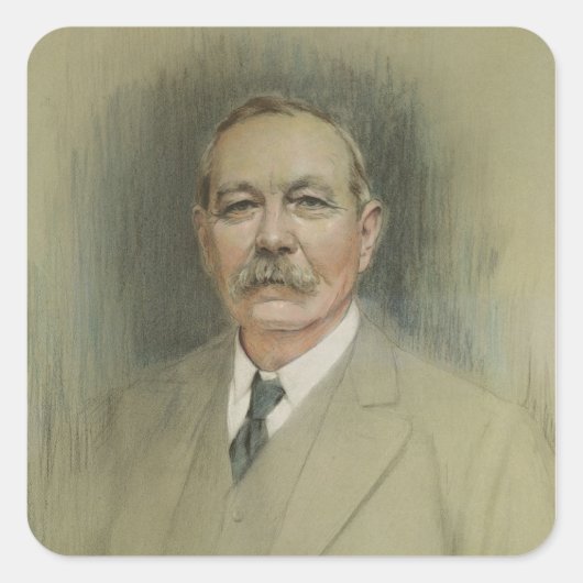 Portrait von Sir Arthur Conan Doyle Quadratischer Aufkleber (Vorderseite)