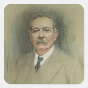 Portrait von Sir Arthur Conan Doyle Quadratischer Aufkleber