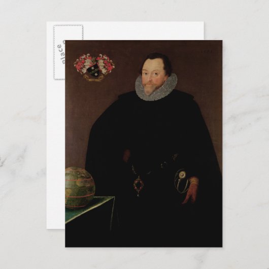 Portrait von Sir Francis Drake 1591 Postkarte (Vorne/Hinten)