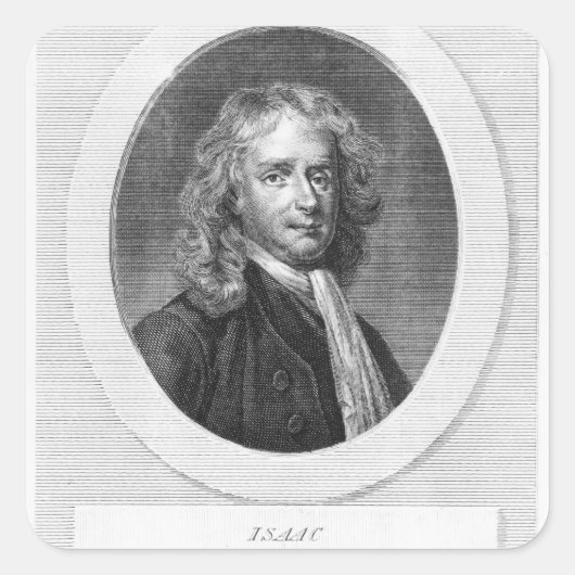 Portrait von Sir Isaac Newton Quadratischer Aufkleber (Vorderseite)