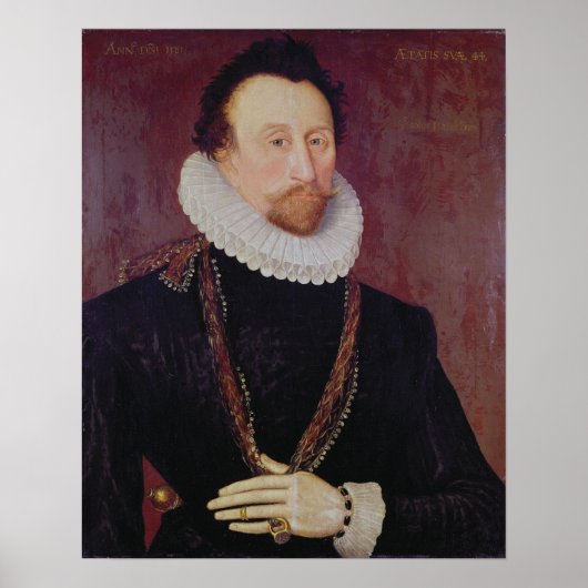 Portrait von Sir John Hawkins 1581 Poster (Vorne)