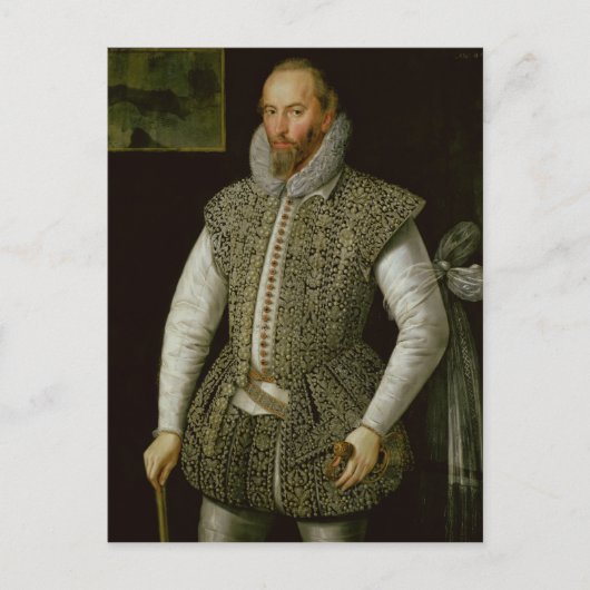 Portrait von Sir Walter Raleigh, 1598 Postkarte (Vorderseite)