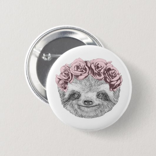 Portrait von Sloth| Blumenkopf Button (Vorne & Hinten)