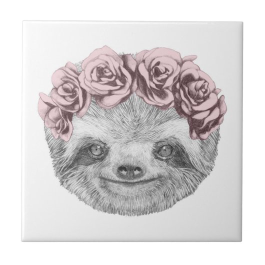 Portrait von Sloth | Blumenkopf Fliese (Vorderseite)