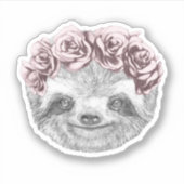Portrait von Sloth | Blumenkopfkranz Aufkleber (Vorderseite)
