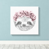 Portrait von Sloth | Blumenkopfkranz Leinwanddruck (Insitu (Holzboden))